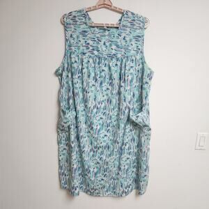 Only Necessities Dress Lounger Womens 3X 30/32 Blue Sleeveless Pockets